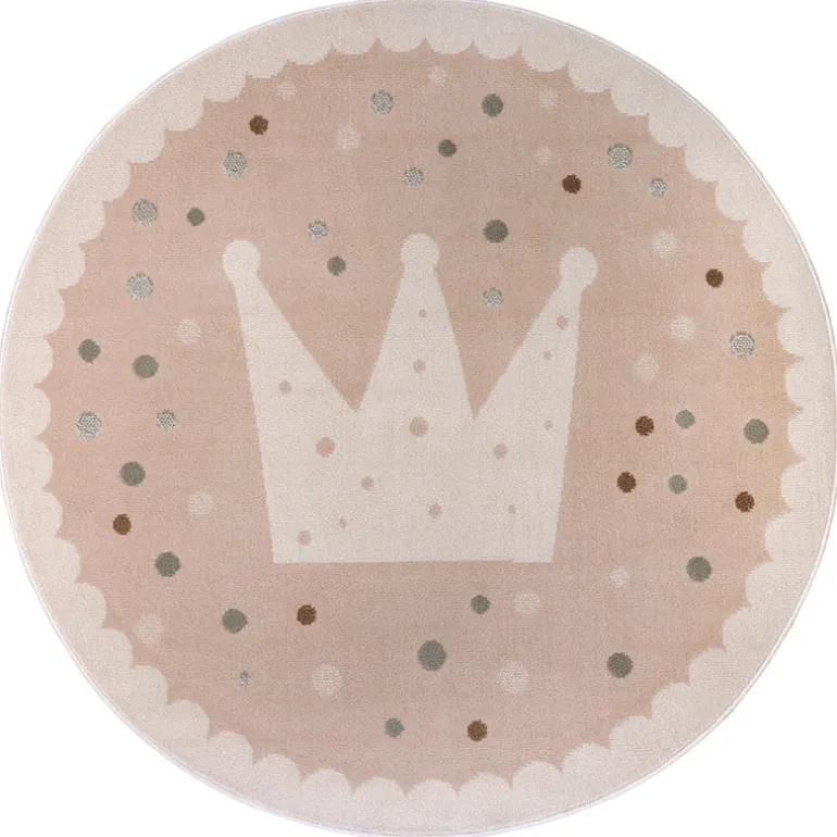Vloerkleed Kids Crown Rond - Beige