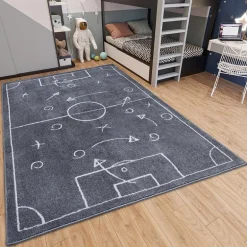 Vloerkleed Kids Football Gameplan - Grijs