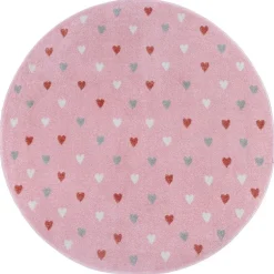 Vloerkleed Kids Little Hearts Rond - Roze