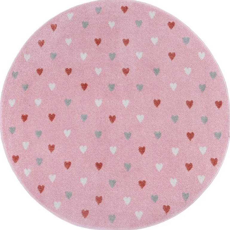 Vloerkleed Kids Little Hearts Rond - Roze