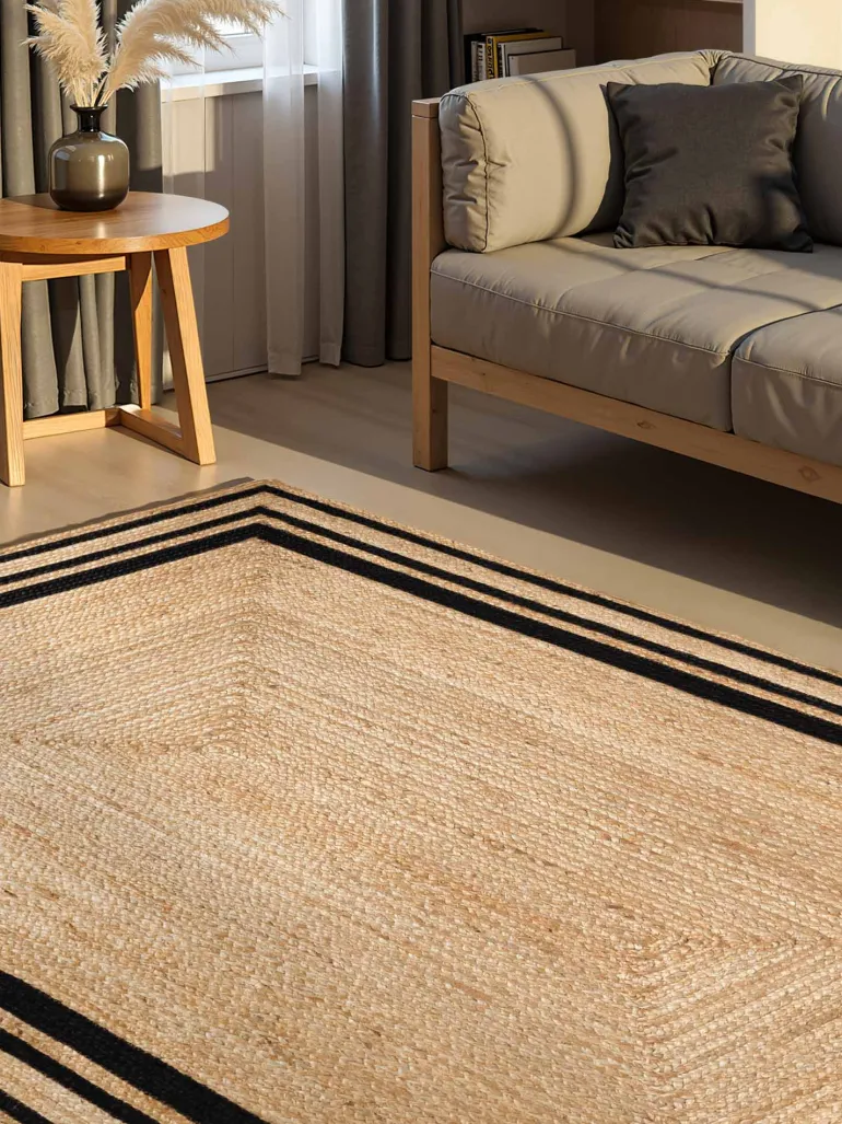 Vloerkleed Looma Rechthoekig - Natuur Goud Zwart