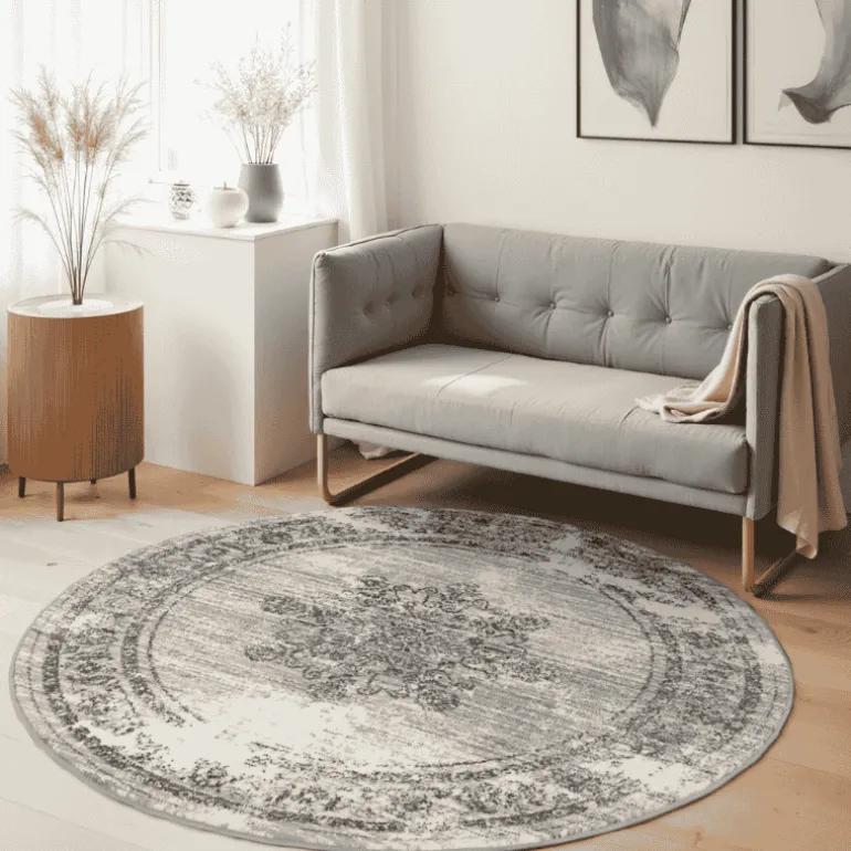 Vloerkleed Lydia Rond - Lichtgrijs
