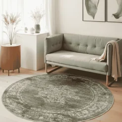 Vloerkleed Lydia Rond - Olijfgroen