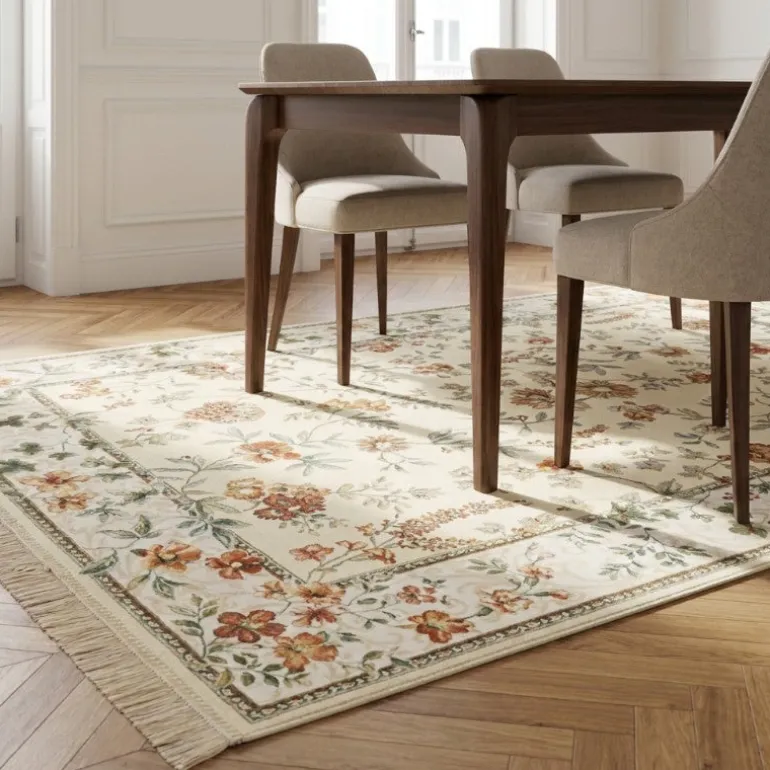 Vloerkleed Oriental Flowers - Crème