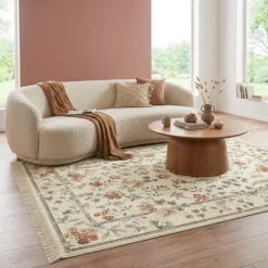 Vloerkleed Oriental Flowers - Crème
