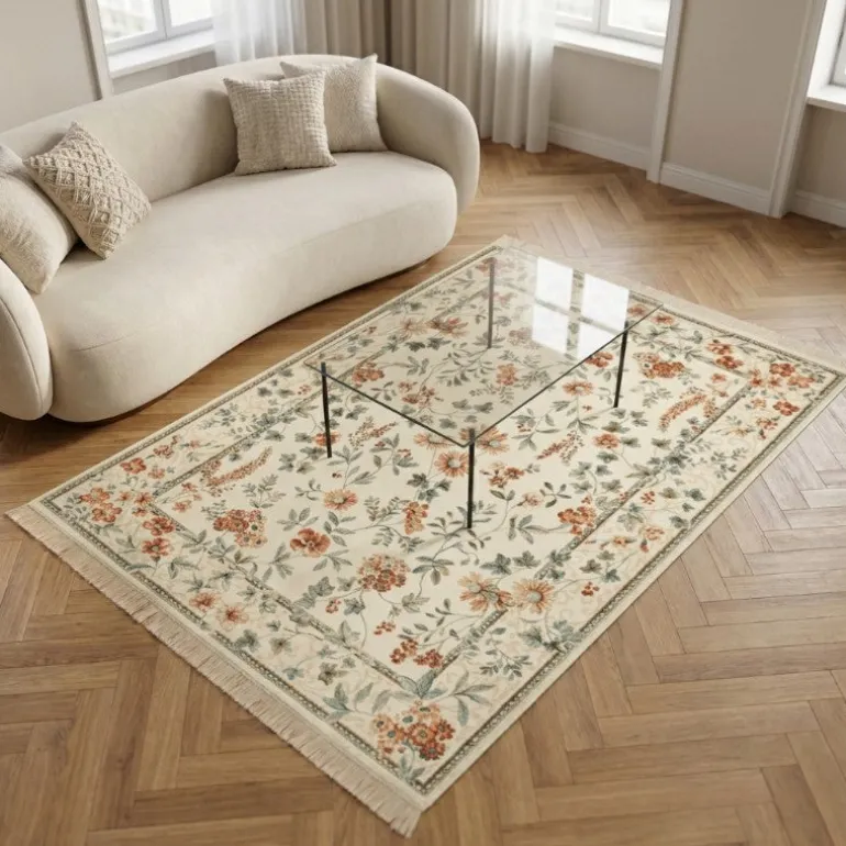 Vloerkleed Oriental Flowers - Crème