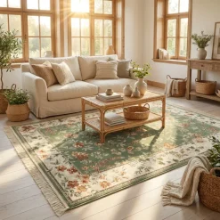 Vloerkleed Oriental Flowers - Groen