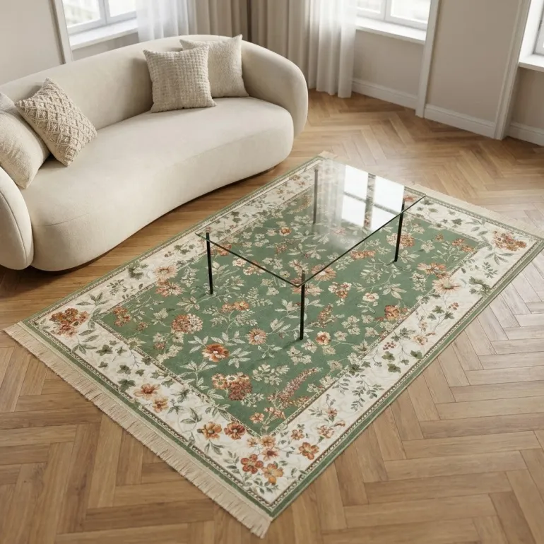 Vloerkleed Oriental Flowers - Groen