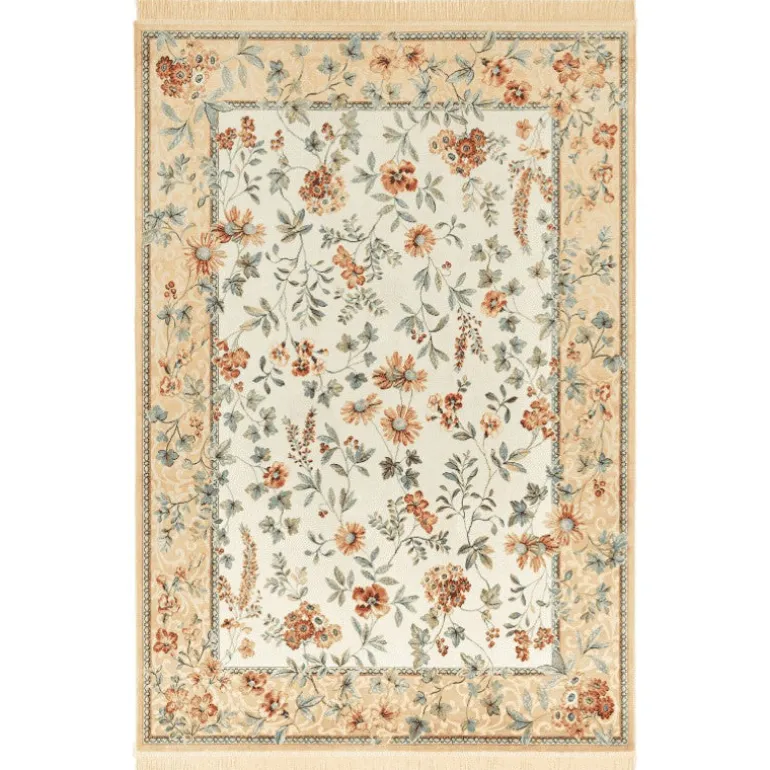 Vloerkleed Oriental Flowers - Geel/Crème