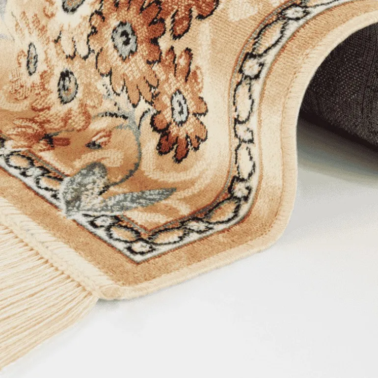 Vloerkleed Oriental Flowers - Geel/Crème
