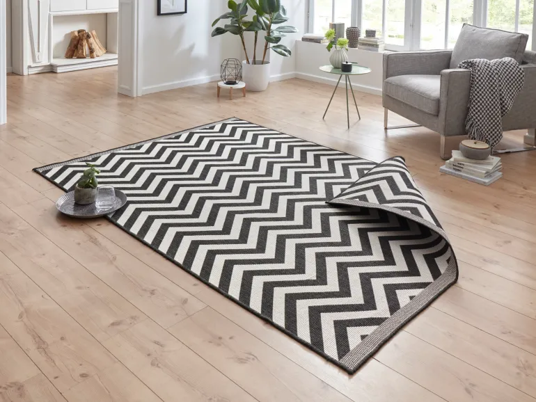 Vloerkleed Palma Rechthoekig - zwart creme