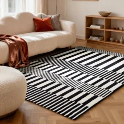 Vloerkleed Pulse Rechthoekig - Zwart/Wit