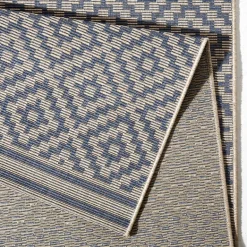 Vloerkleed Raute Rechthoekig - blauw, creme