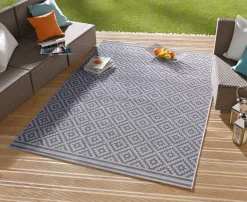 Vloerkleed Raute Rechthoekig - blauw, creme