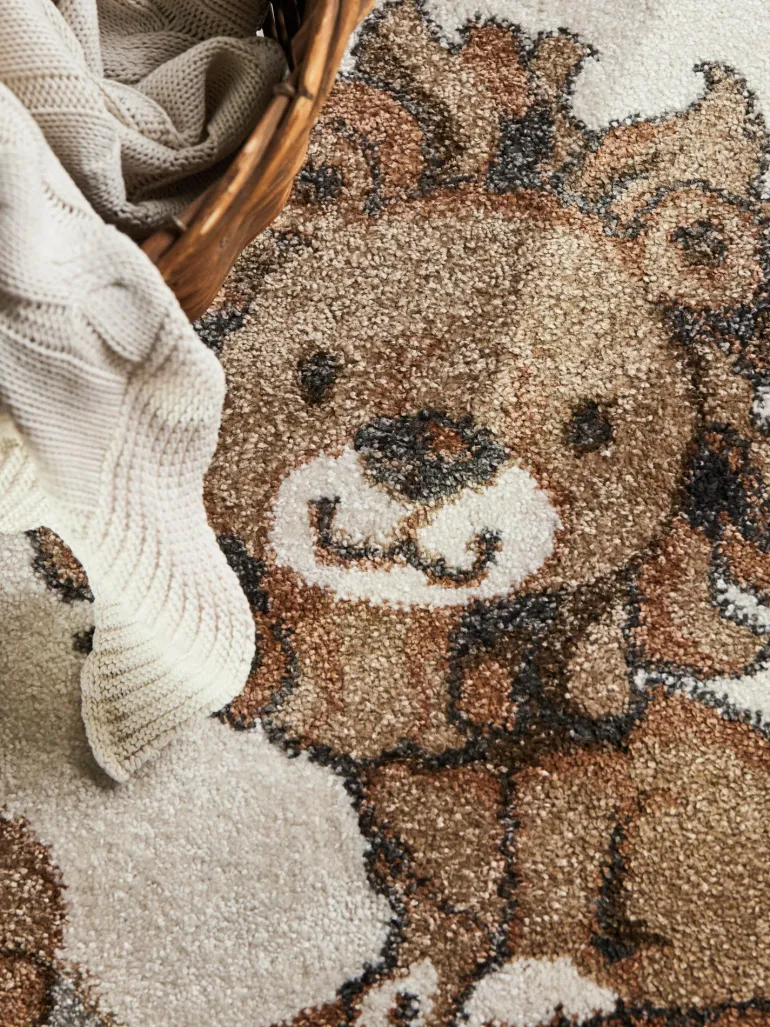 Vloerkleed Roar like a Lion Rond - Creme, veelkleurig