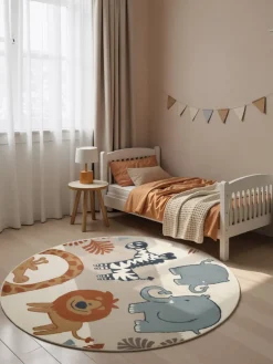 Vloerkleed Savanna Rond - Creme Multicolor