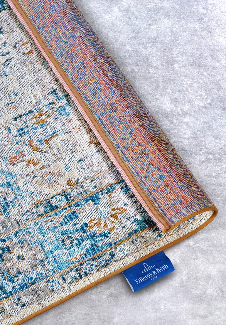 Vloerkleed Teppich Rene Rechthoekig - Crème/Blauw
