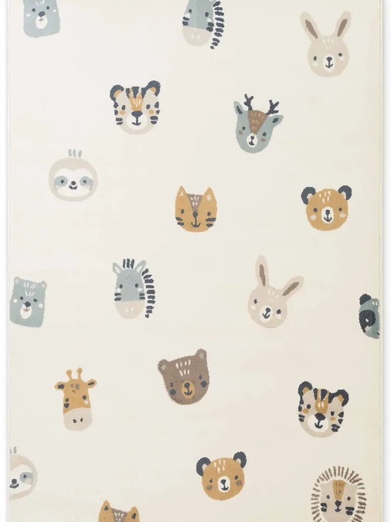 Vloerkleed Tiny Zoo Rechthoekig - Creme Multicolor