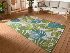 Vloerkleed Tropical Leaves Rechthoekig - Turkooisgroen