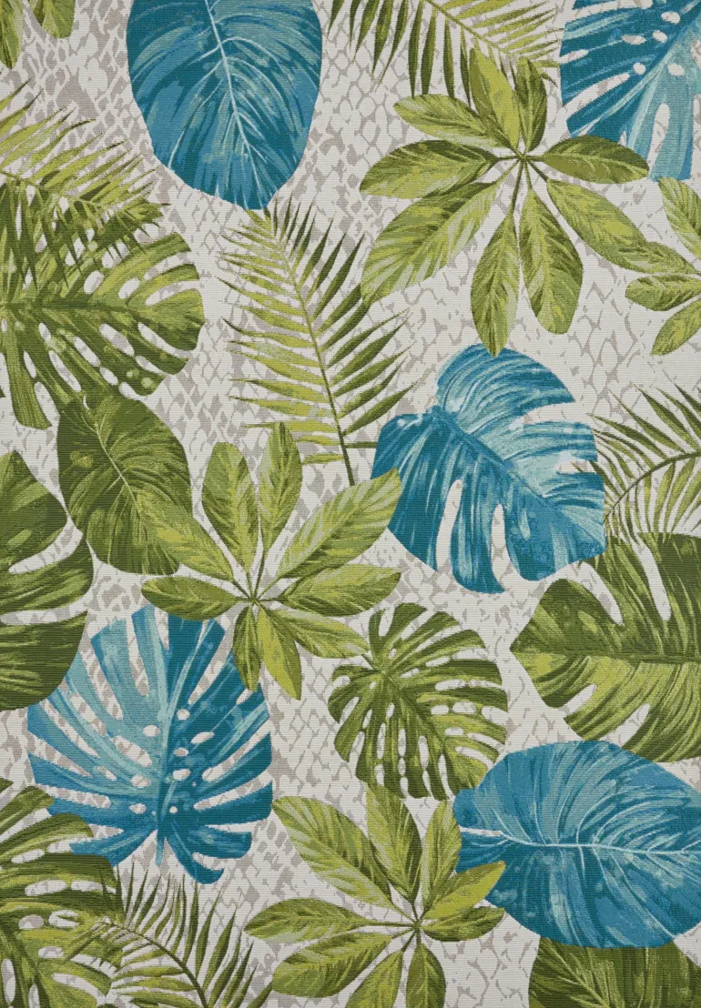 Vloerkleed Tropical Leaves Rechthoekig - Turkooisgroen