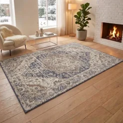 Vloerkleed Vintage Sand - Beige/Blauw