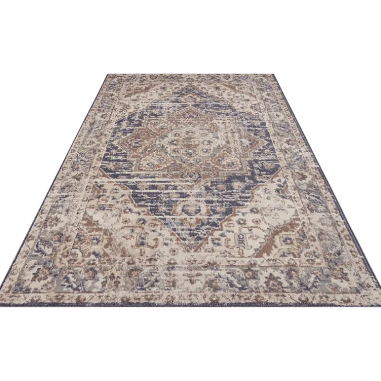 Vloerkleed Vintage Sand - Beige/Blauw