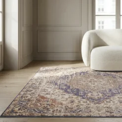 Vloerkleed Vintage Sand - Beige/Blauw