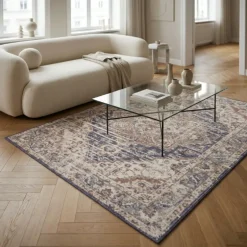 Vloerkleed Vintage Sand - Beige/Blauw
