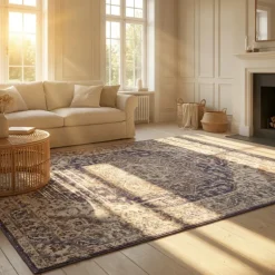 Vloerkleed Vintage Sand - Beige/Blauw