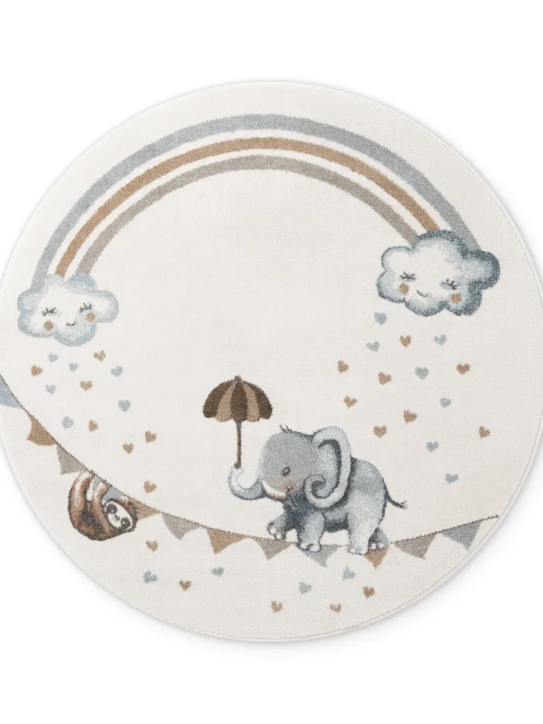 Vloerkleed Walk like an Elephant Rainbow Rond - Creme, veelkleurig