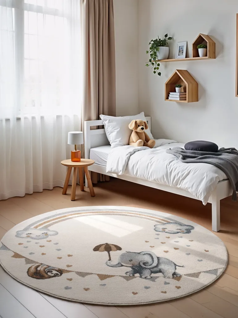 Vloerkleed Walk like an Elephant Rainbow Rond - Creme, veelkleurig