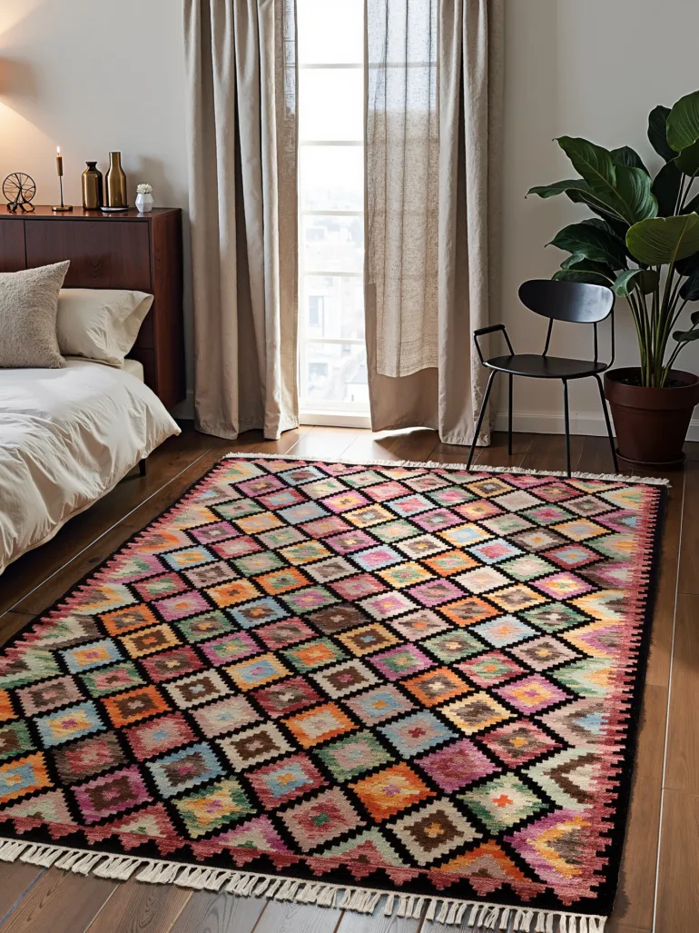 Vloerkleed Zara Rechthoekig - Zwart Multicolor